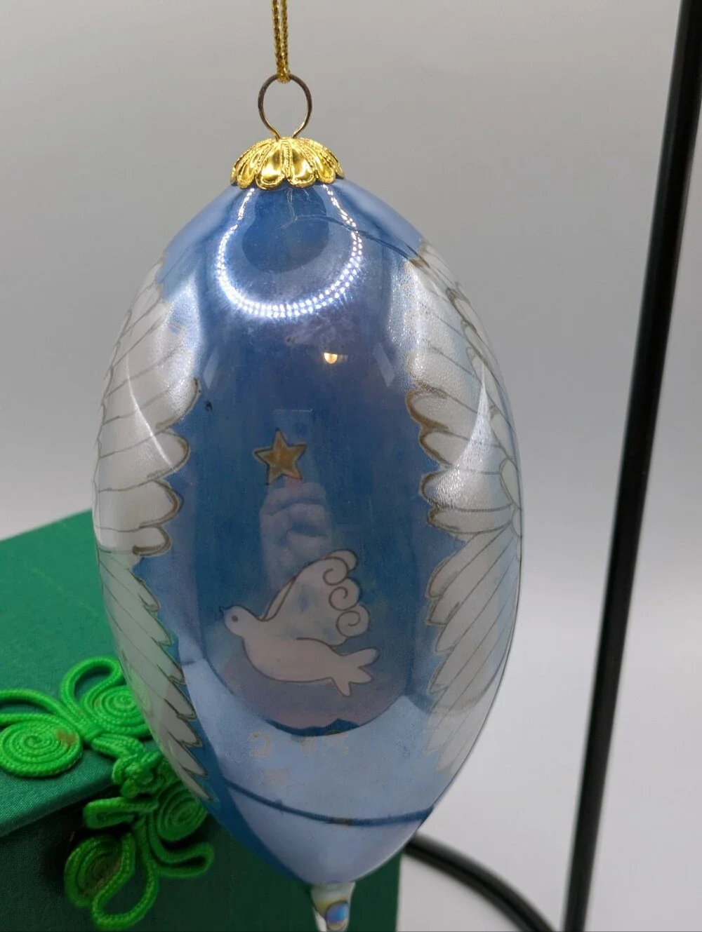 2008 PIER 1 ANGEL Teardrop Glass Christmas Handpainted Ornament in Box